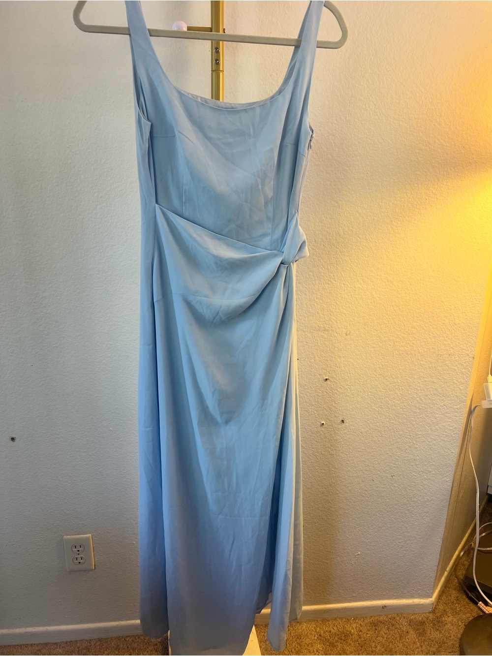 Petal & Pup Light Blue Sleeveless Maxi Dress with Side Knot. NWT